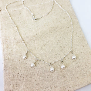 Freshwater 5 pearl choker necklace freeshipping - The Silversmith NZ