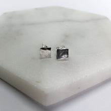 Square hammered silver earrings freeshipping - The Silversmith NZ