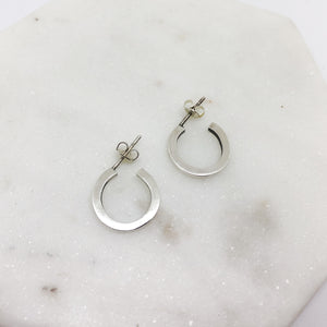 Small Square Hoops - Huggie Earrings