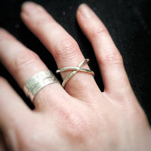 Sterling silver Organic Cross Over ring