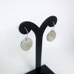 Full Moon Drop Earrings (Hammered Disc)