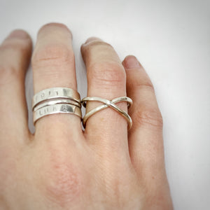 Sterling silver Organic Cross Over ring