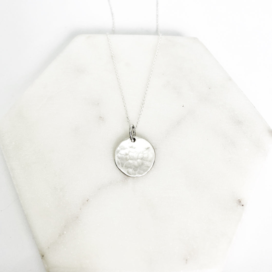 Full moon necklace (Hammered disc) freeshipping - The Silversmith NZ