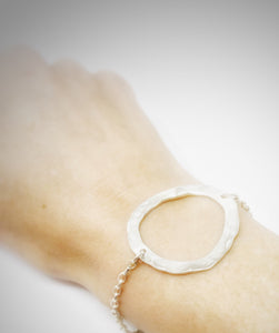 Hammered circle bracelet freeshipping - The Silversmith NZ