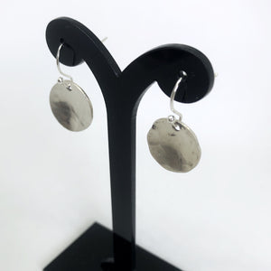 Full Moon Drop Earrings (Hammered Disc)